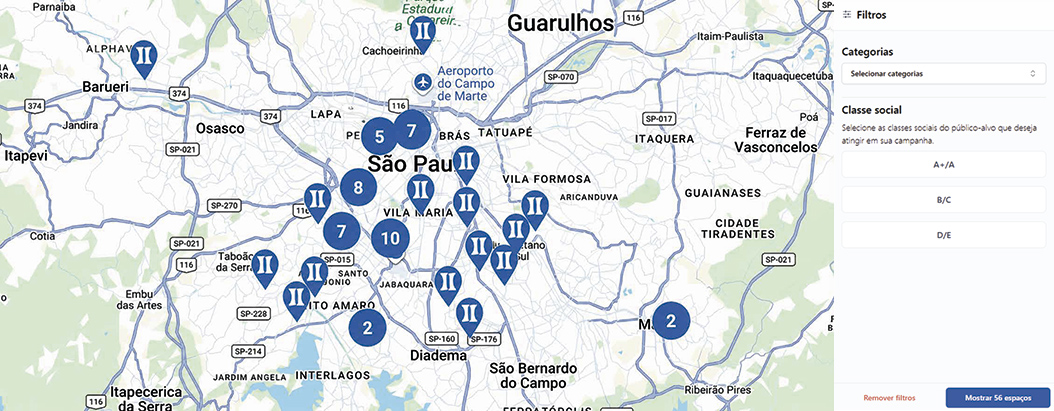 Mapa da plataforma de anúncios